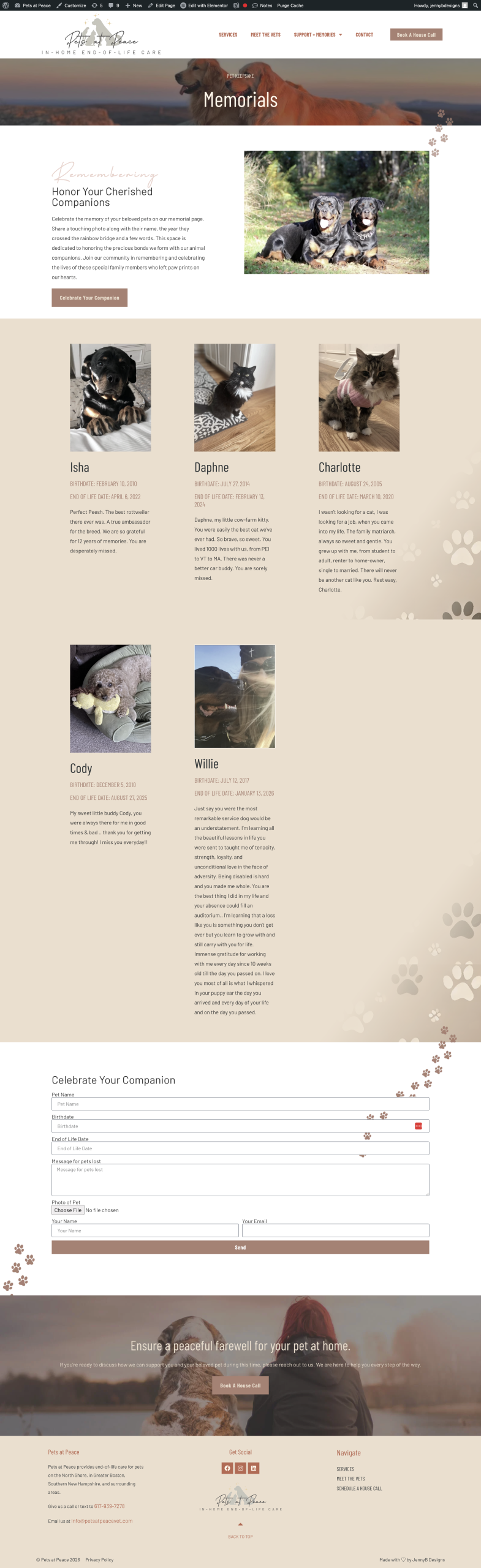 veterinary website design companies memorial pages